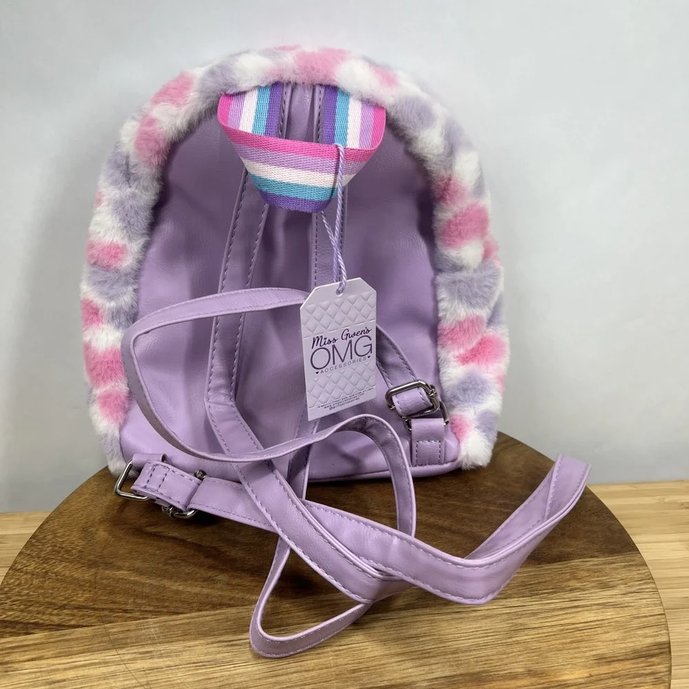 Miss‎ Gwen's OMG Accessories Unicorn Mini Backpack Faux Fur Butterfly NWT